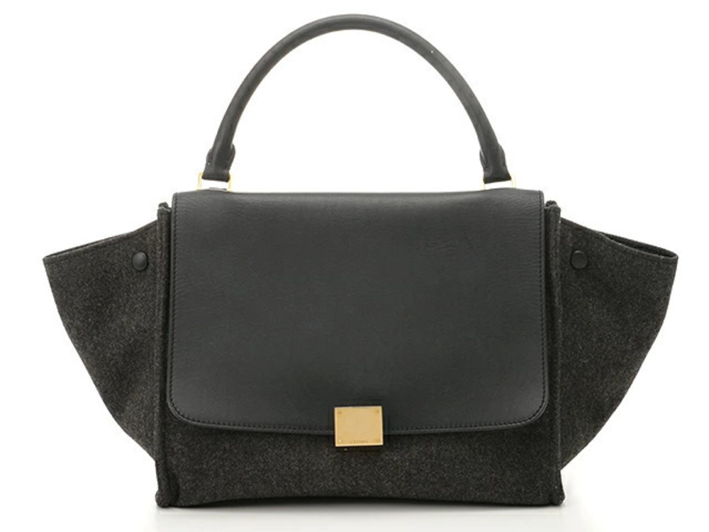 Celine Bag Handbag Trapeze Calfskin Wool